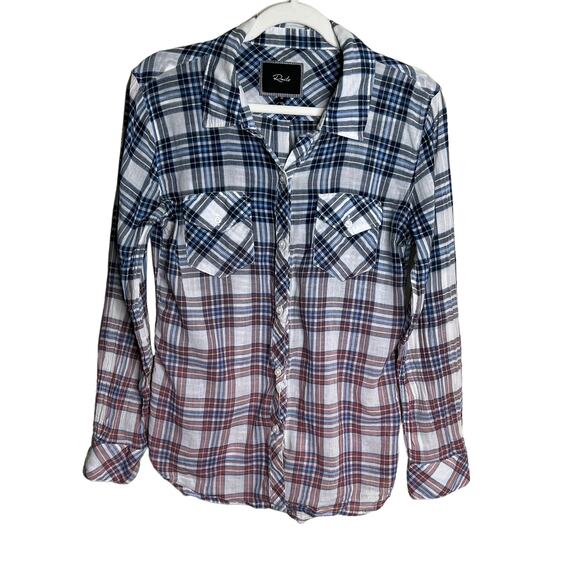 Rails Women's Ashton Ombre Plaid Western Long Sleeve Button Down Shirt Size Med - Picture 1 of 5
